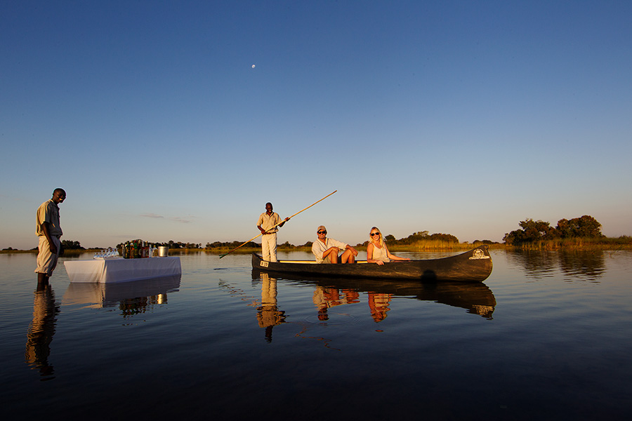 Mokoro Ride to a Bar, only in Botswana!