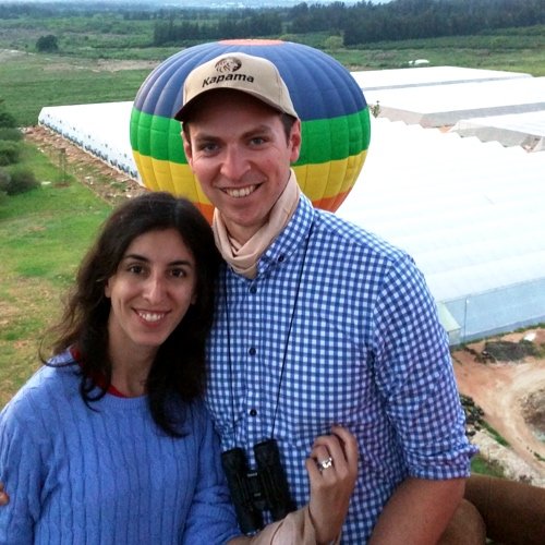 Erin and Jordan on the hot air balloon