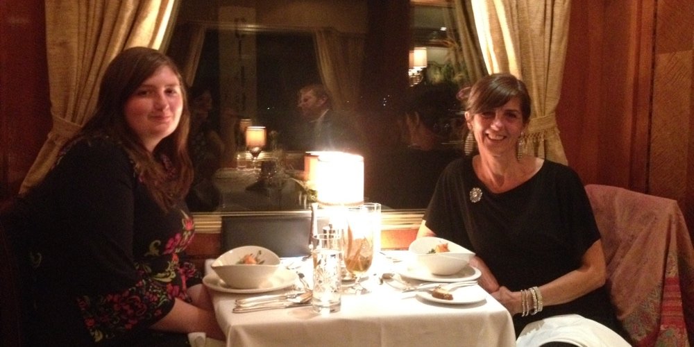 Mary Ellen and daughter on the Blue Train