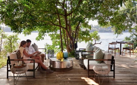 Victoria Falls River Lodge deck in Zimbabwe.