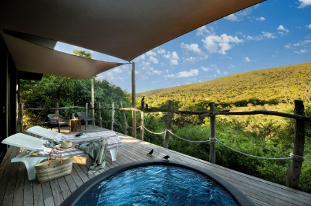 Terrace view at Shamwari Bayethe in South Africa.