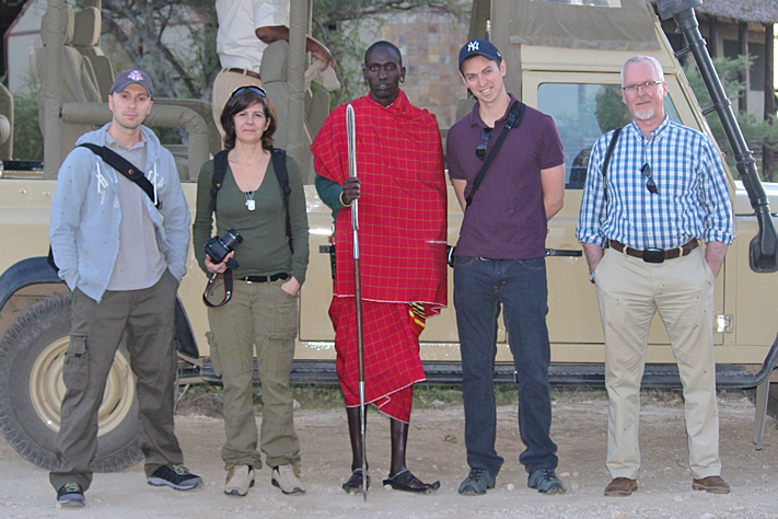 Getting ready for our walking safari with a Maasai Guide