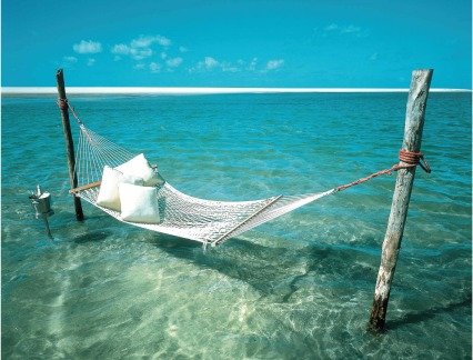 A Hammock suspended over water