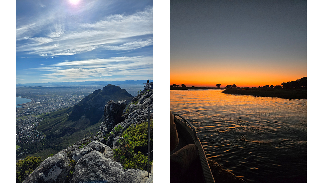 Senerary from Table Mountain Cape Town and Okovango Delta.