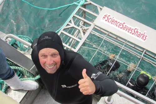 Derek C shark cage diving in South Africa